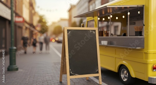 Blank Chalkboard Menu on Food Truck Mockup