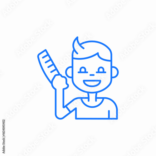 brushing kid hair icon sign vector