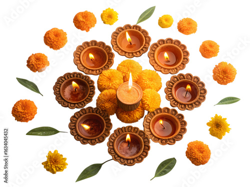 Diwali Celebration: Festive Lights and Flowers
