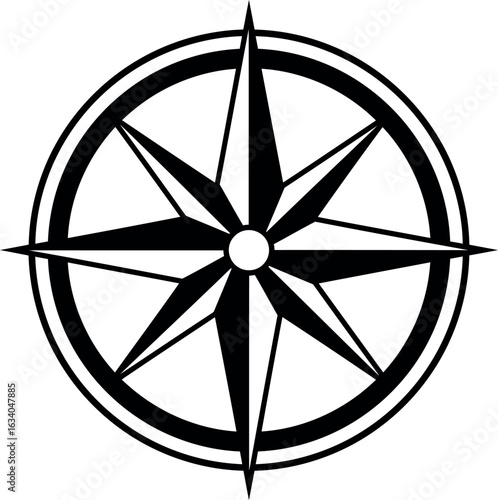 Vintage compass rose navigation symbol