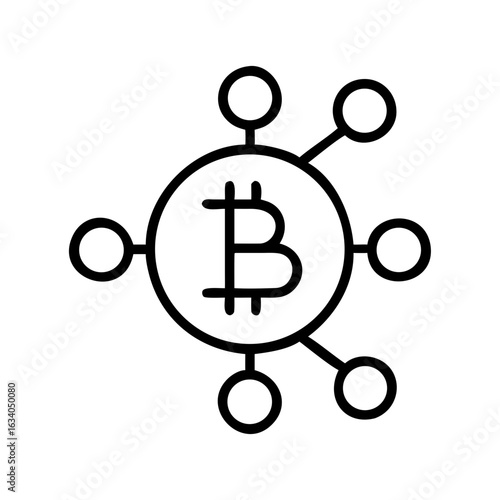Bitcoin symbol with connected nodes representing finance concept  