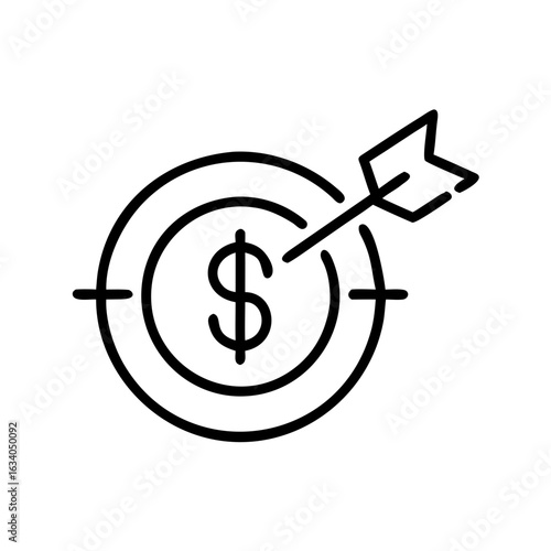 Dollar symbol hit by arrow in target for finance concept  