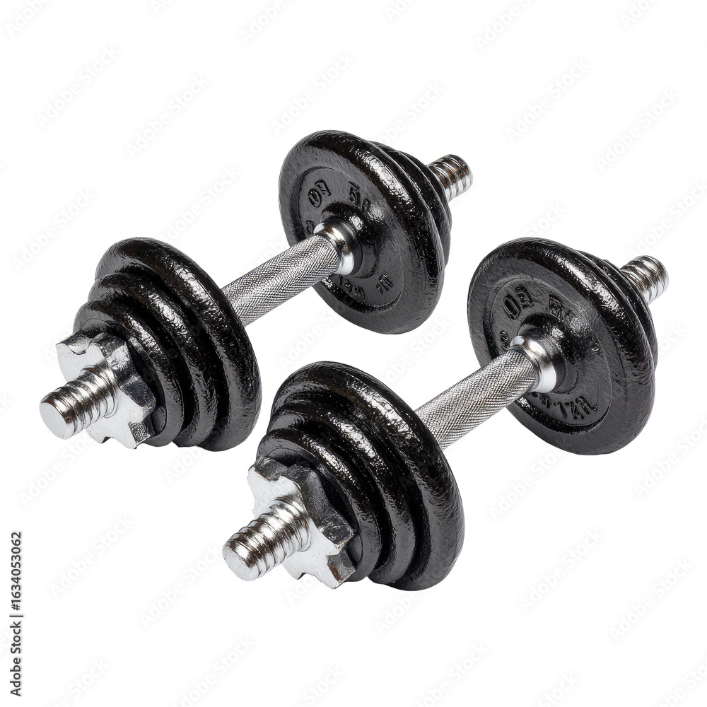 Naklejka premium Pair of black iron dumbbells