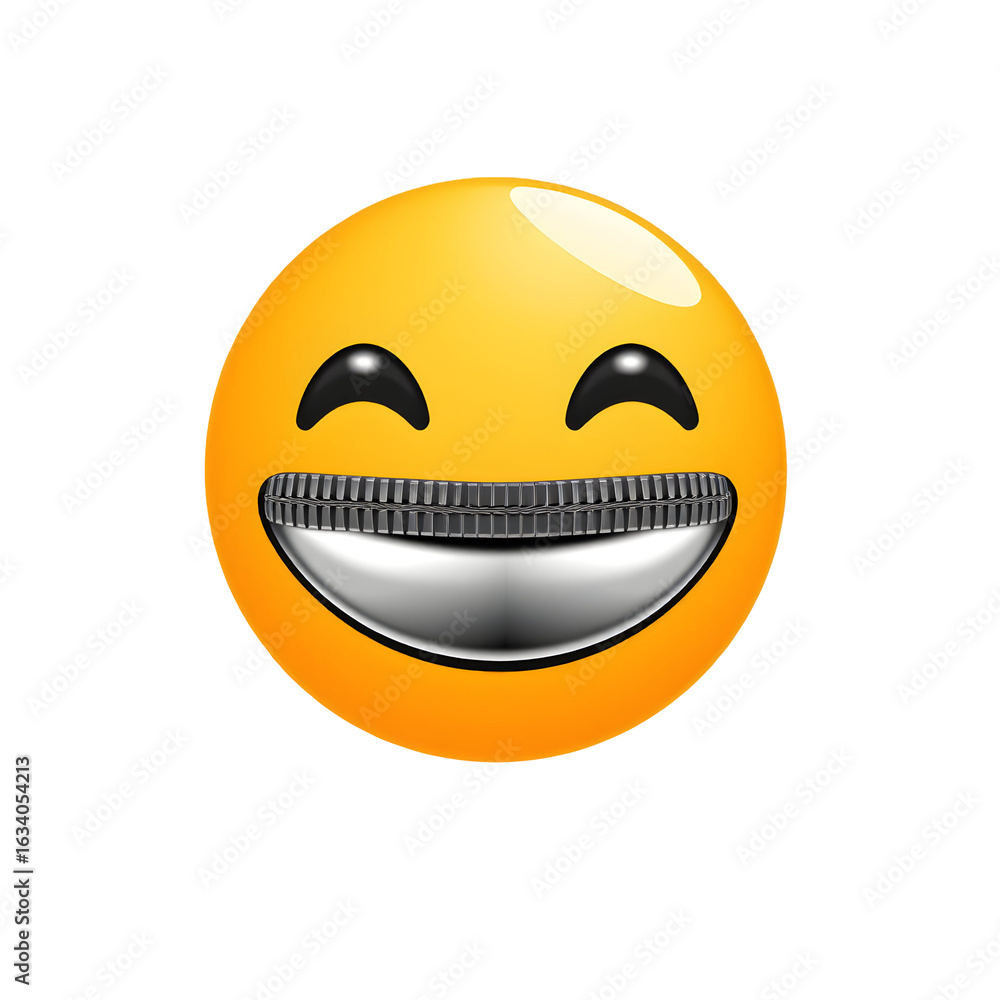 Fototapeta premium 3D Smiling Emoji with Zipper Mouth