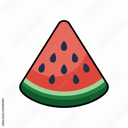 Fresh watermelon slice illustration featuring dark seeds and vibrant colors creating a summery sweet aesthetic perfect for design projects