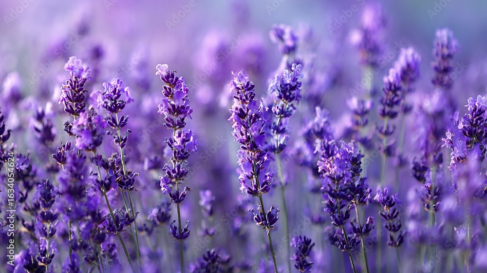 Fototapeta premium Close-up of vibrant lavender flowers in full bloom, soft focus and serene hues