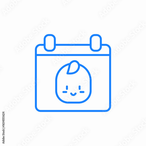 calendar with a cute baby face icon sign vector