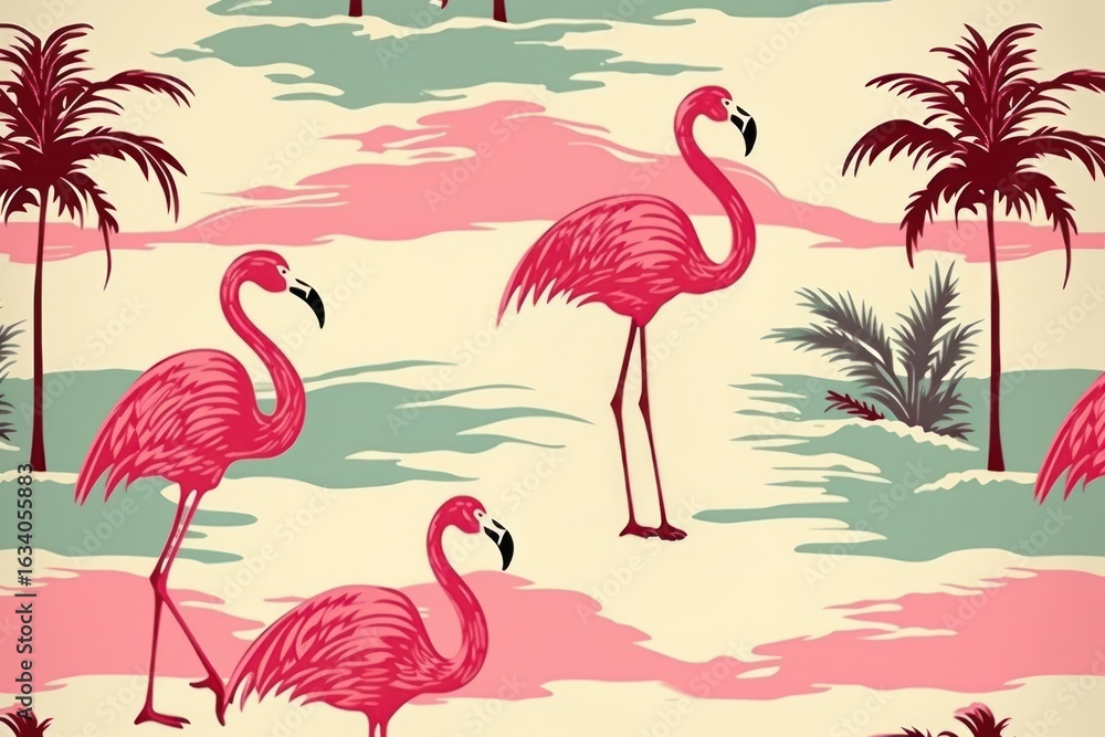 Obraz premium Hawaiian Flamingo flamingo pattern animal.