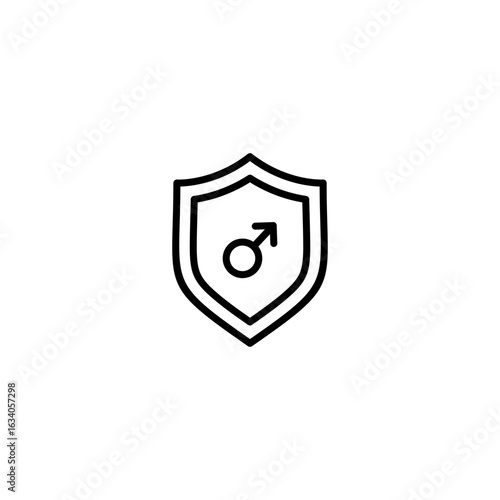 Male Birth Control Icon. Contraceptive Shield Symbol for Men