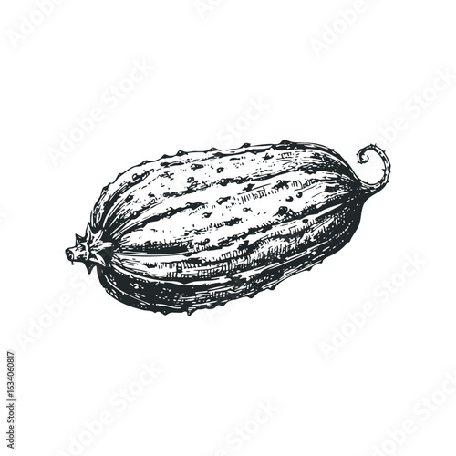 Wallpaper Mural Stylized Cucumber Vegetable with Rough Texture on White Isolated Background Torontodigital.ca