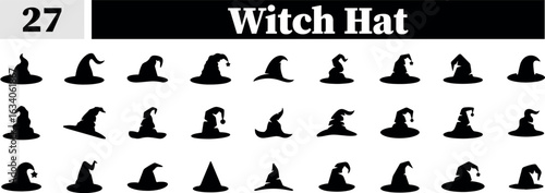 Mysterious Halloween witch hat silhouette for spooky season celebrations isolated on transparent background