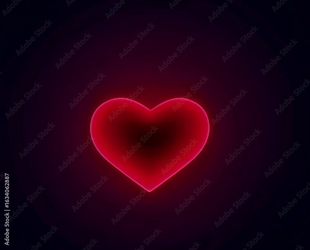 Bright neon heart with glowing music notes animation Bright neon heart with glowing music notes animation