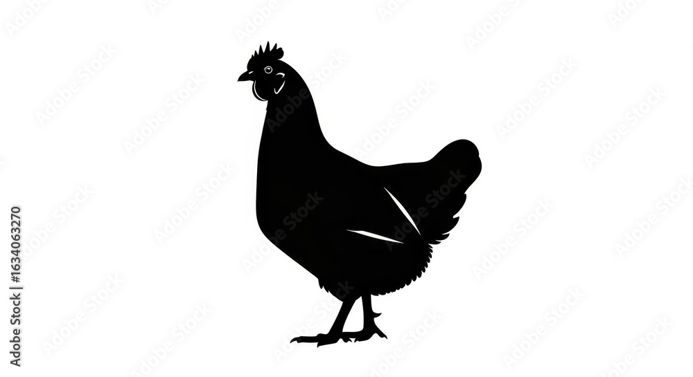 Chicken silhouette Poultry in monochrome profile Chicken silhouette Poultry in monochrome profile