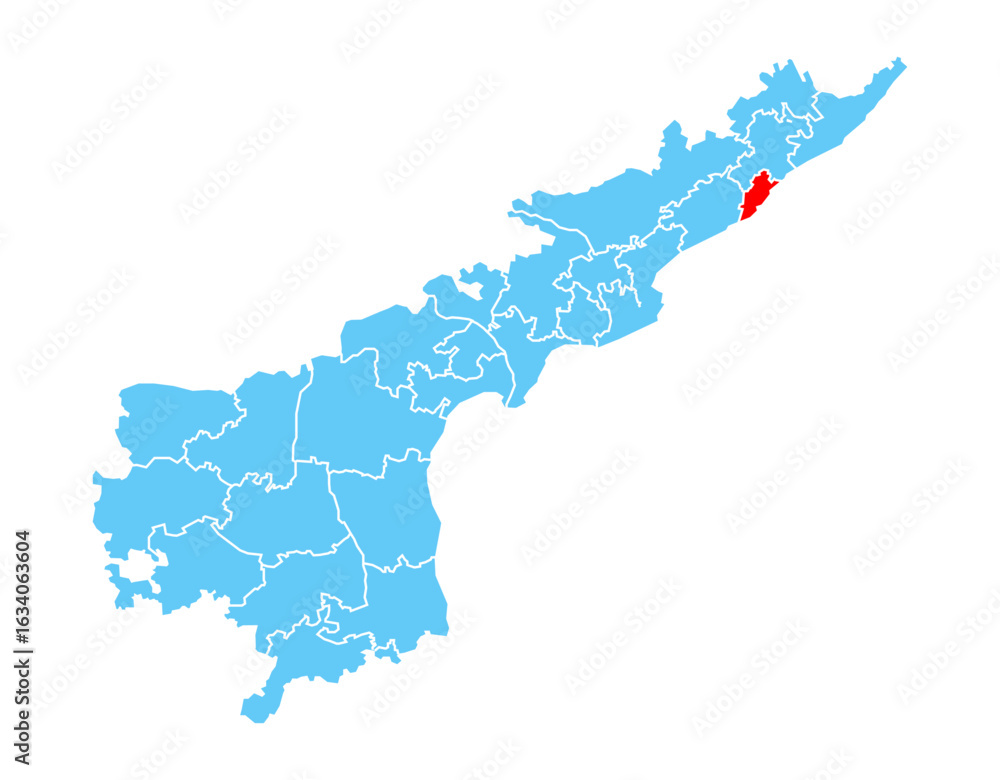 Obraz premium Visakhapatnam dist highlighted on Andhra pradesh state map, India