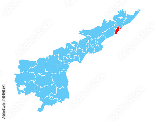 Visakhapatnam dist highlighted on Andhra pradesh state map, India