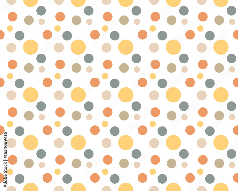 Seamless pattern with polka dot circles vector artistic print for textile paper decor wallpaper background endless creative art	
