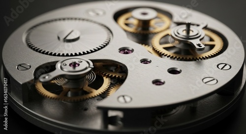 Wallpaper Mural Close-up of intricate watch mechanism with golden gears and ruby jewels Torontodigital.ca