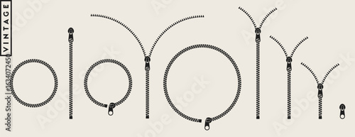 Zipper vector. Vintage style zipper 