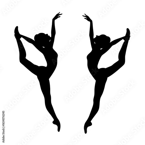 Two dancers in graceful pose silhouette