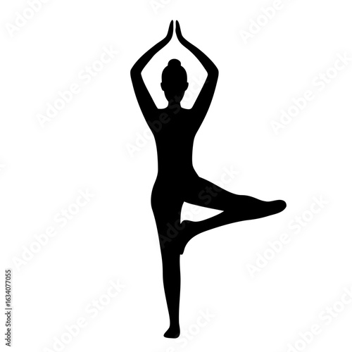 Woman in tree pose yoga silhouette