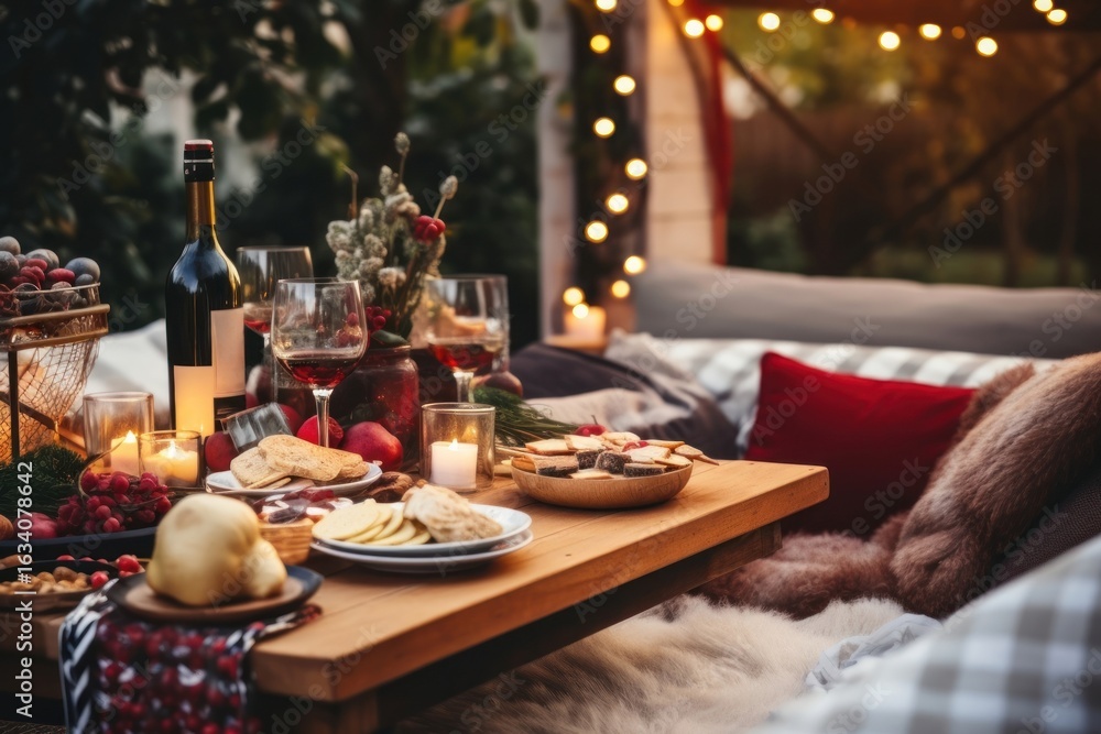 Naklejka premium Outdoors decoration brunch food.