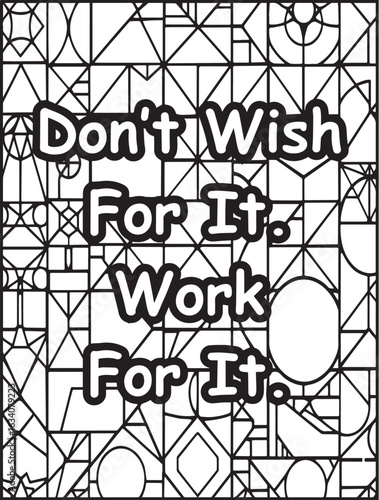 Motivational quote coloring page: Mosaic pattern background: Affirmation words to color