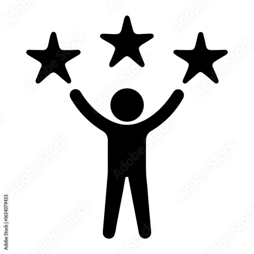 Person holding three stars silhouette