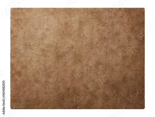 Textured brown stone tile with natural cracks and imperfections on transparent background.