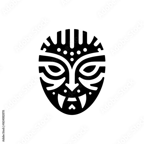 a tribal mask representing a hunter