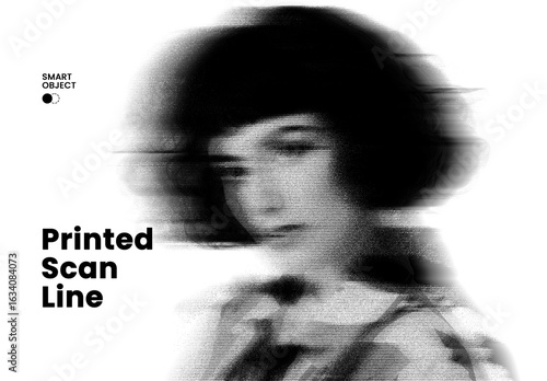 Printed Scan Line Portrait Photo Effect