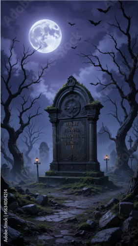 Halloween themed tombstone background illustration 