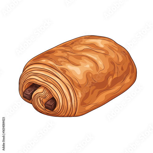 Wallpaper Mural A vector illustration of a pain au chocolat. The pastry has a golden-brown, flaky exterior, with visible layers indicating a buttery, laminated dough. Torontodigital.ca