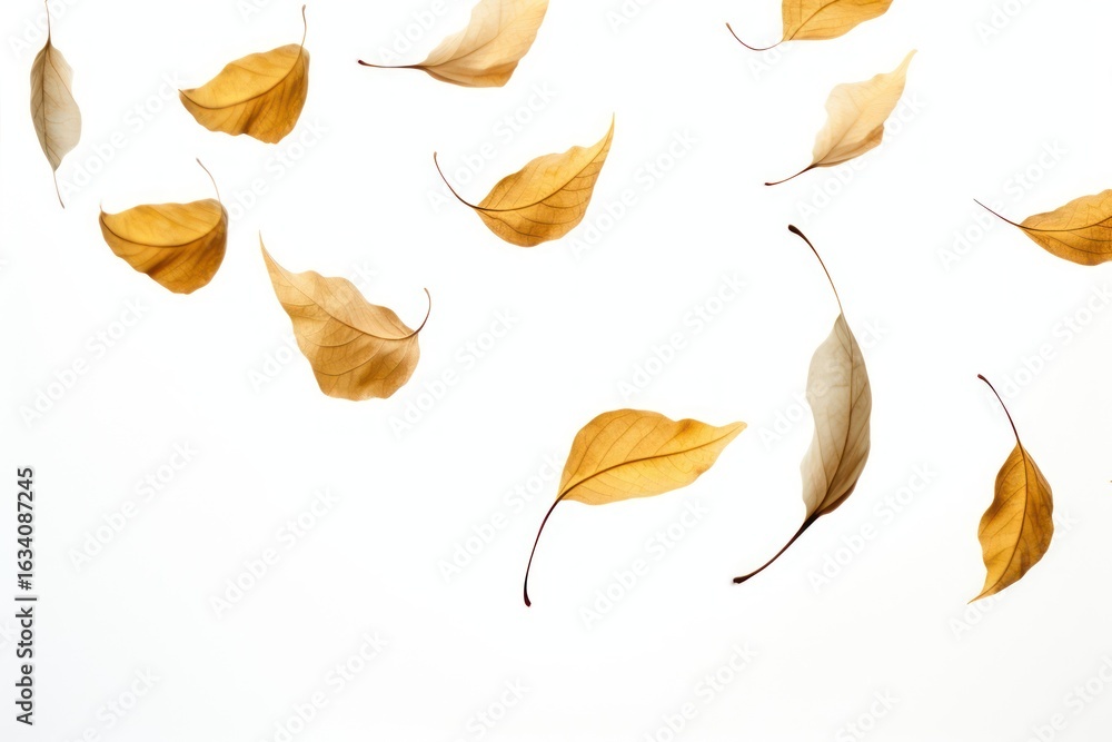 Obraz premium Falling autumn leaves on white