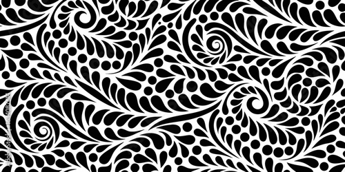Elegant black and white floral swirl pattern