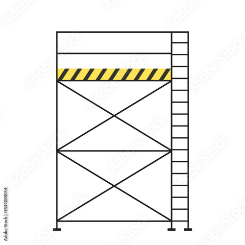 Scaffolding. Vector flat design aluminum prefabricated scaffolding isolated illustration white background.