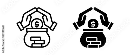 Money Saving multiple icon set of two.line and glyph vector illustration