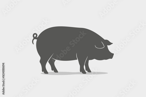 Silhouette of a female pig. Farm animal. Vector illustration.
