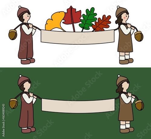 도토리 현수막을 든 가을 요정