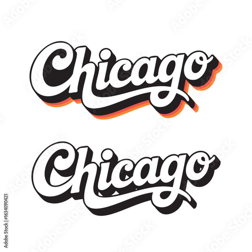 Chicago typography hand drawn. Vector illustration on white background