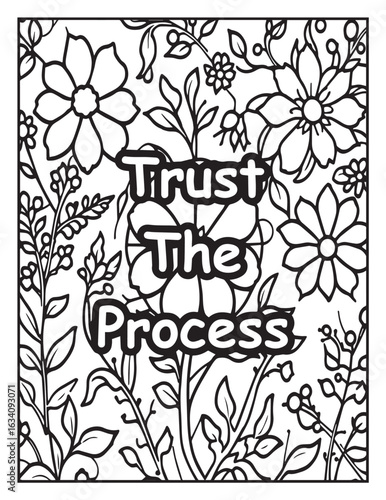 Motivational quote coloring page: Positive quote to color: Floral pattern