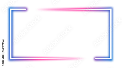 Free Download A glowing neon frame with a blue and pink gradient. A modern, electric border in a rectangular bracket shape on transparent background, neon sign Banner, Mockup, presentation, Design element, PNG - GFXLoad
