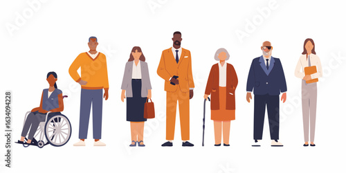 Diverse group of people representing different ages genders and abilities