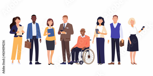Diverse group of professionals standing together