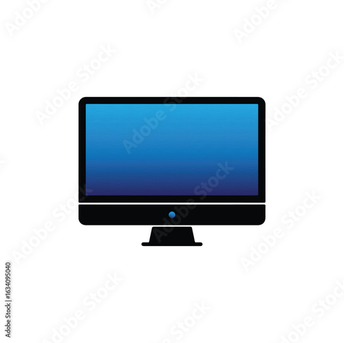 lcd tv monitor, lcd monitor isolated on white, vector lcd monitor illustration, Flat Screen LCD Monitor Icon – Blue Gradient Display