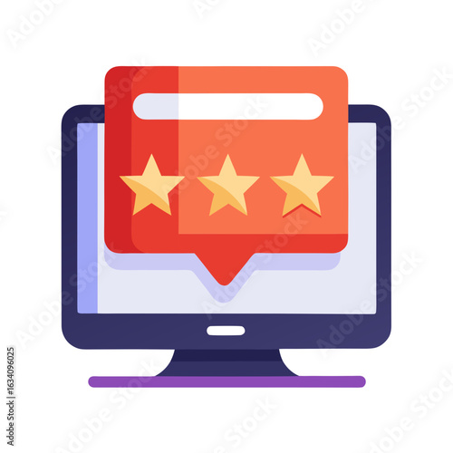 Computer screen displaying customer feedback with a threestar rating