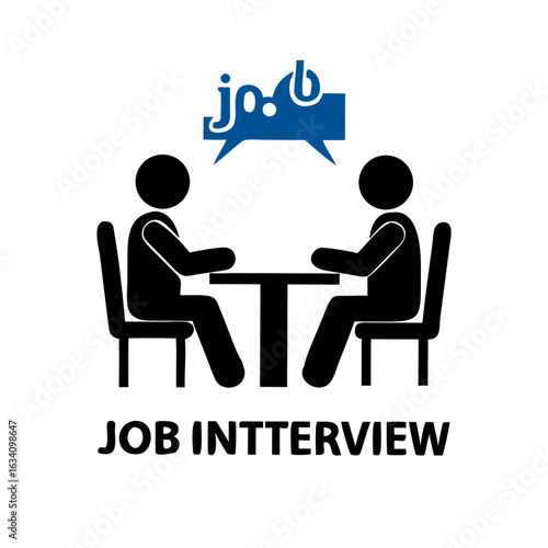 Job interview with two candidates sitting at the table isolated on white background