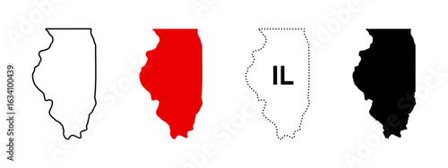 Cuadro en lienzo Illinois state map icon set