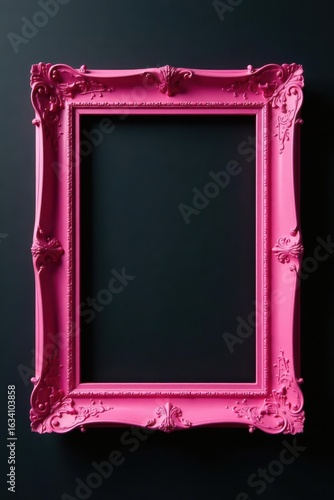 Close-up of twin pink picture frames on black , twin, background