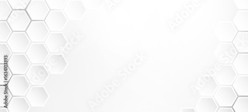 Abstract hexagon technology style geometric shape background, simple white background image.