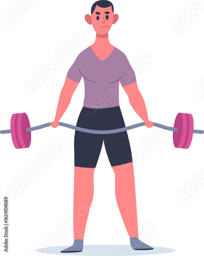 Muscular athlete lifting heavy barbell, demonstrating strength and dedication during intense gym workout, promoting healthy lifestyle and fitness